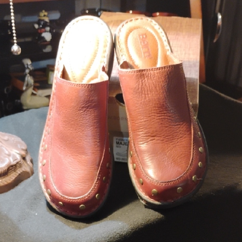 Born Brown Leather Flats with Gold Accents